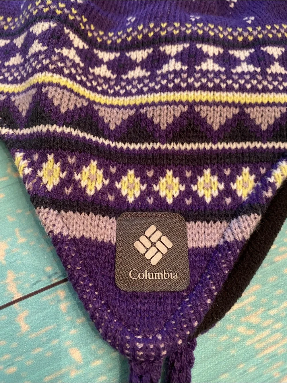 Columbia Purple Winter Earflap Hat With Tassels